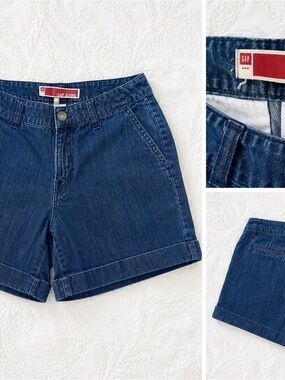 GAP Women's Indigo Blue Cuffed Denim Shorts
